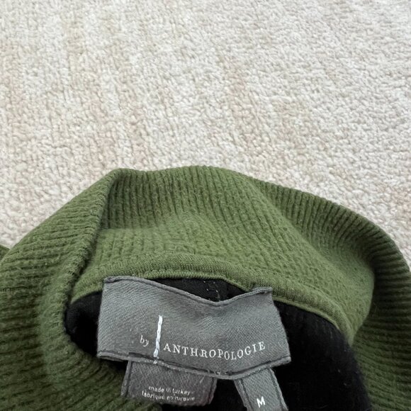 By Anthropologie Green Ribbed Knit Top M - Picture 2 of 11
